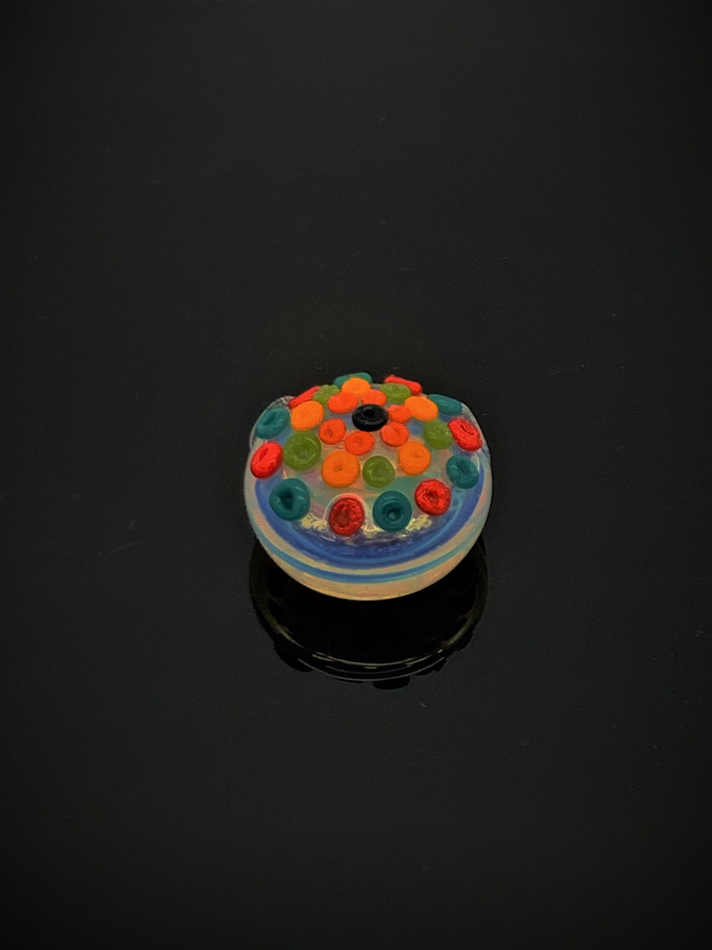 Mexican Huichol Bead Art Inspired Blown Hollow Borosilicate Glass Pendant