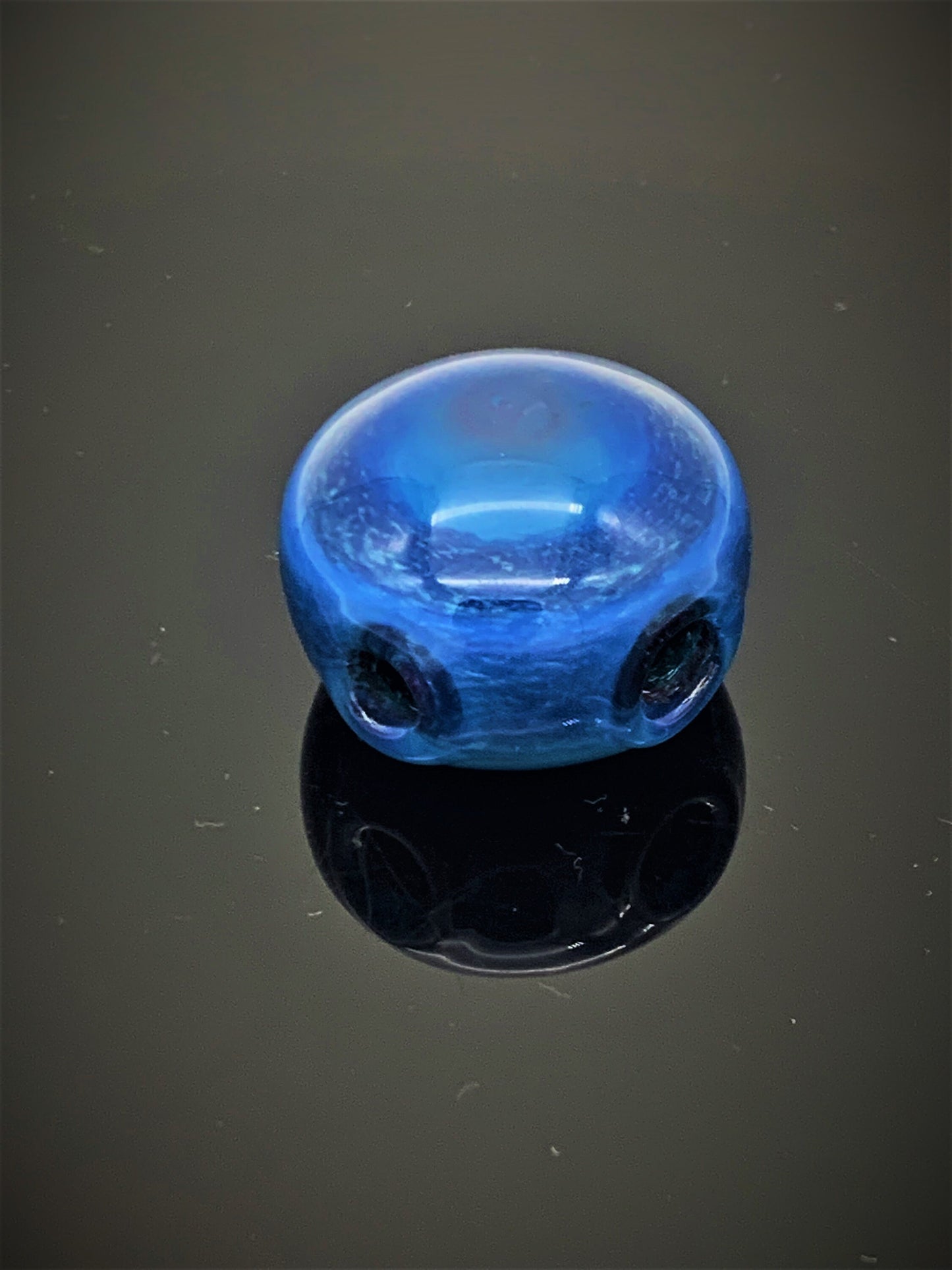 Handmade Marina Opalescent Blue over Unobtanium Sparkly Blown Borosilicate Glass Pendant