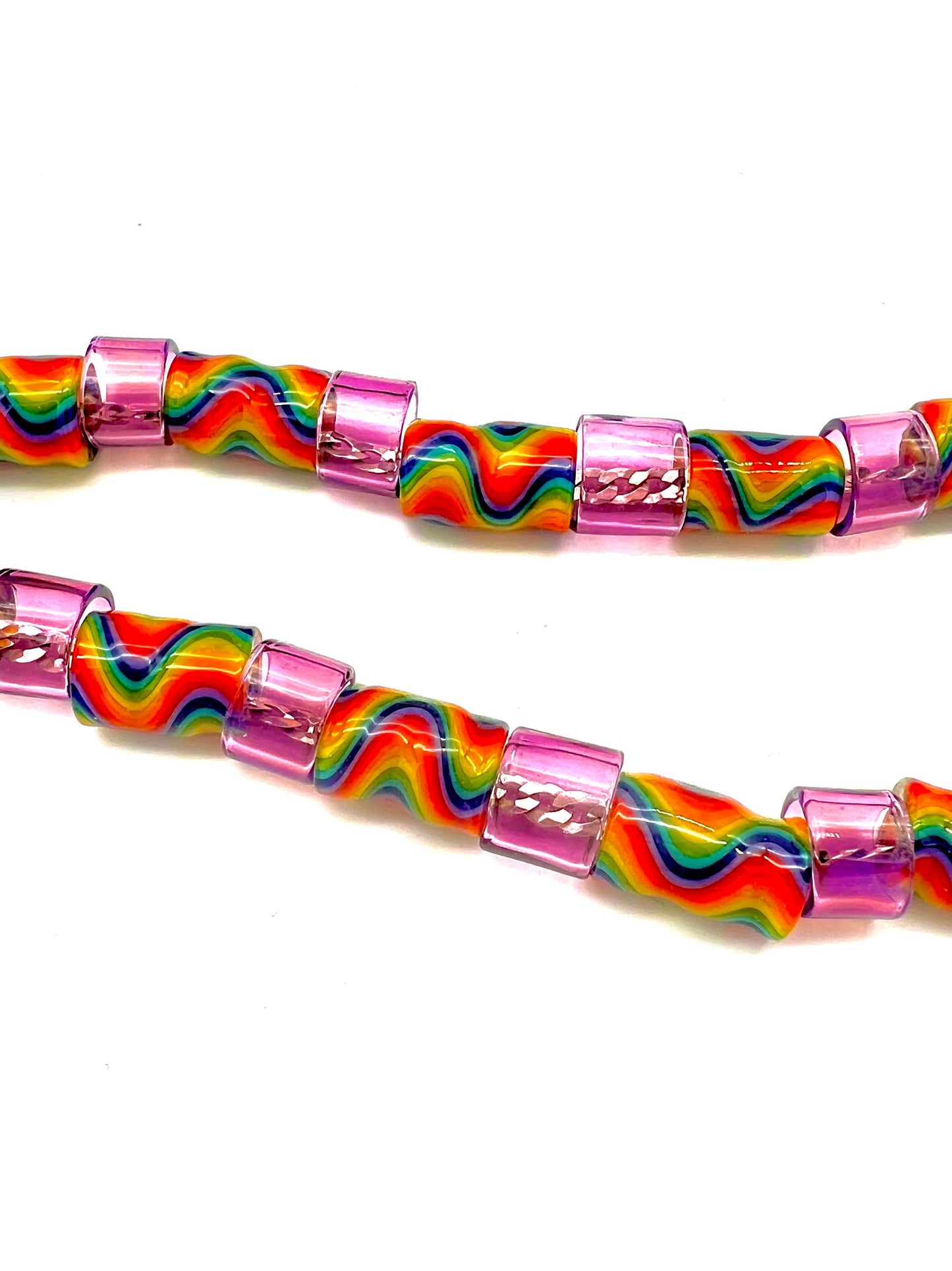 Handmade Heady WavyGravy Rainbow WigWag with Karmaline and Stargazer Accents Full Bead Jewelry Pendant Interstellar Set #1 with Centerpiece