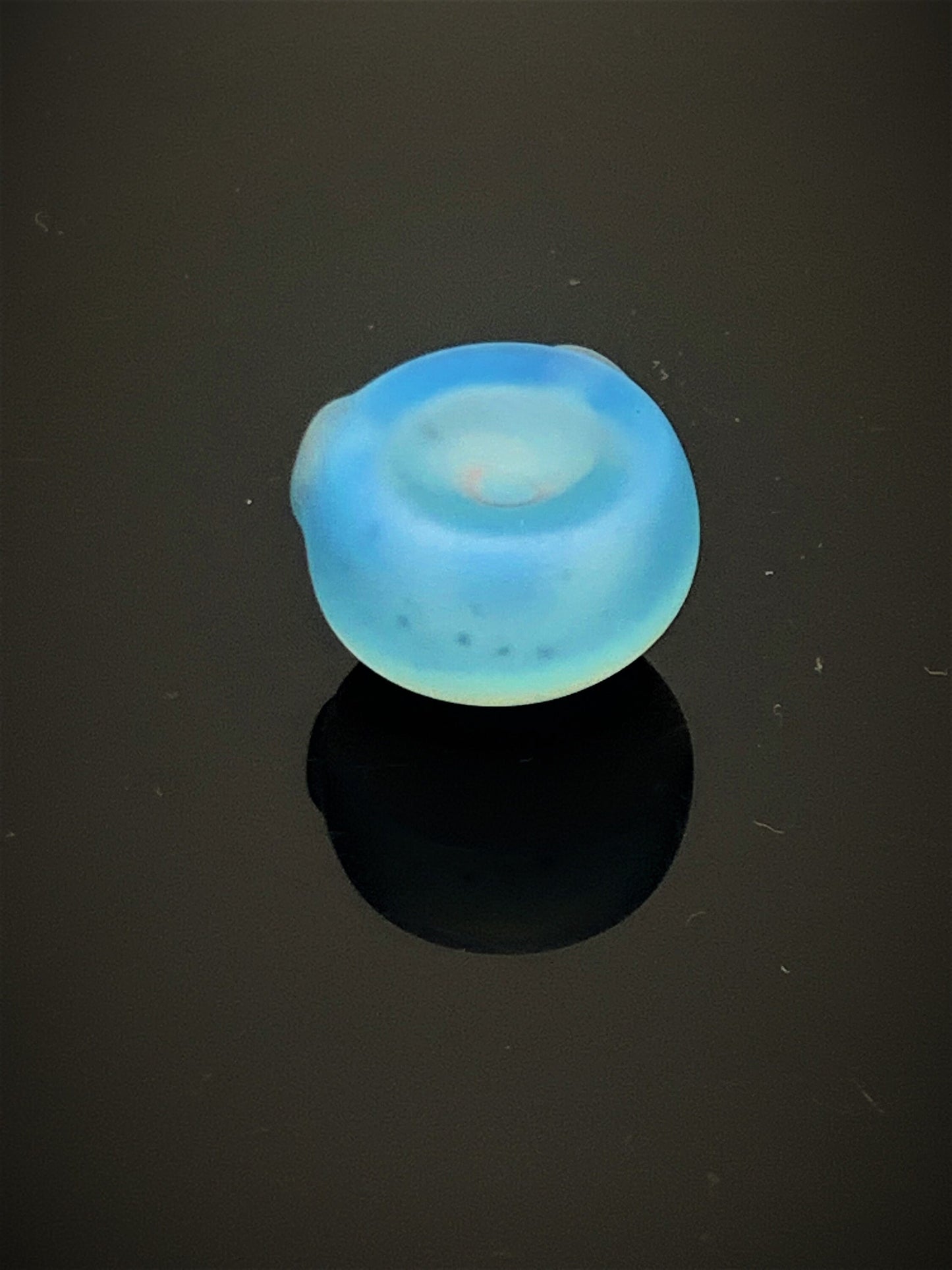 Handmade Glow In the Dark Aqua White with Marina Opalescent Blue Sandblasted Matte Blown Borosilicate Glass Pendant